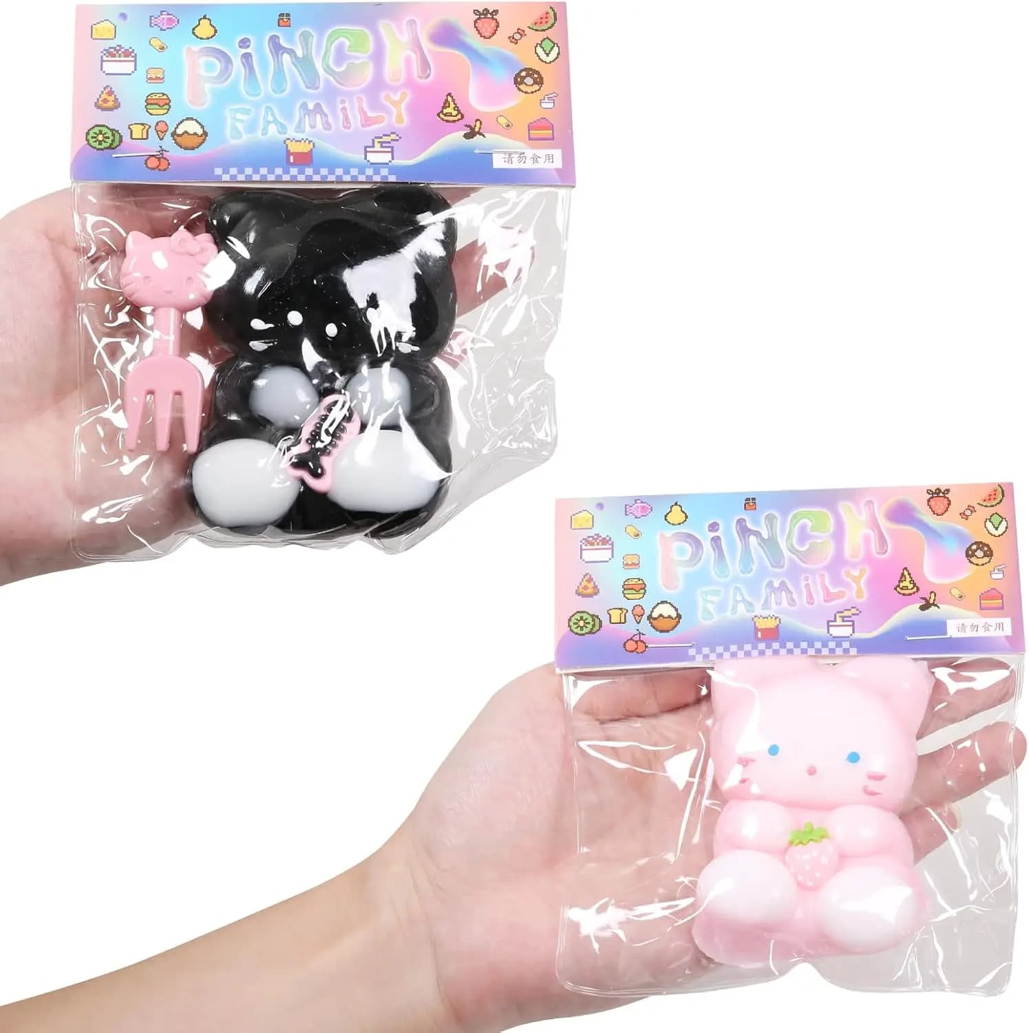 Set di 2 Giocattoli Antistress a Forma di Gatto, Squishies Kawaii Appiccicosi per Bambini e Adulti, Gadget per Feste