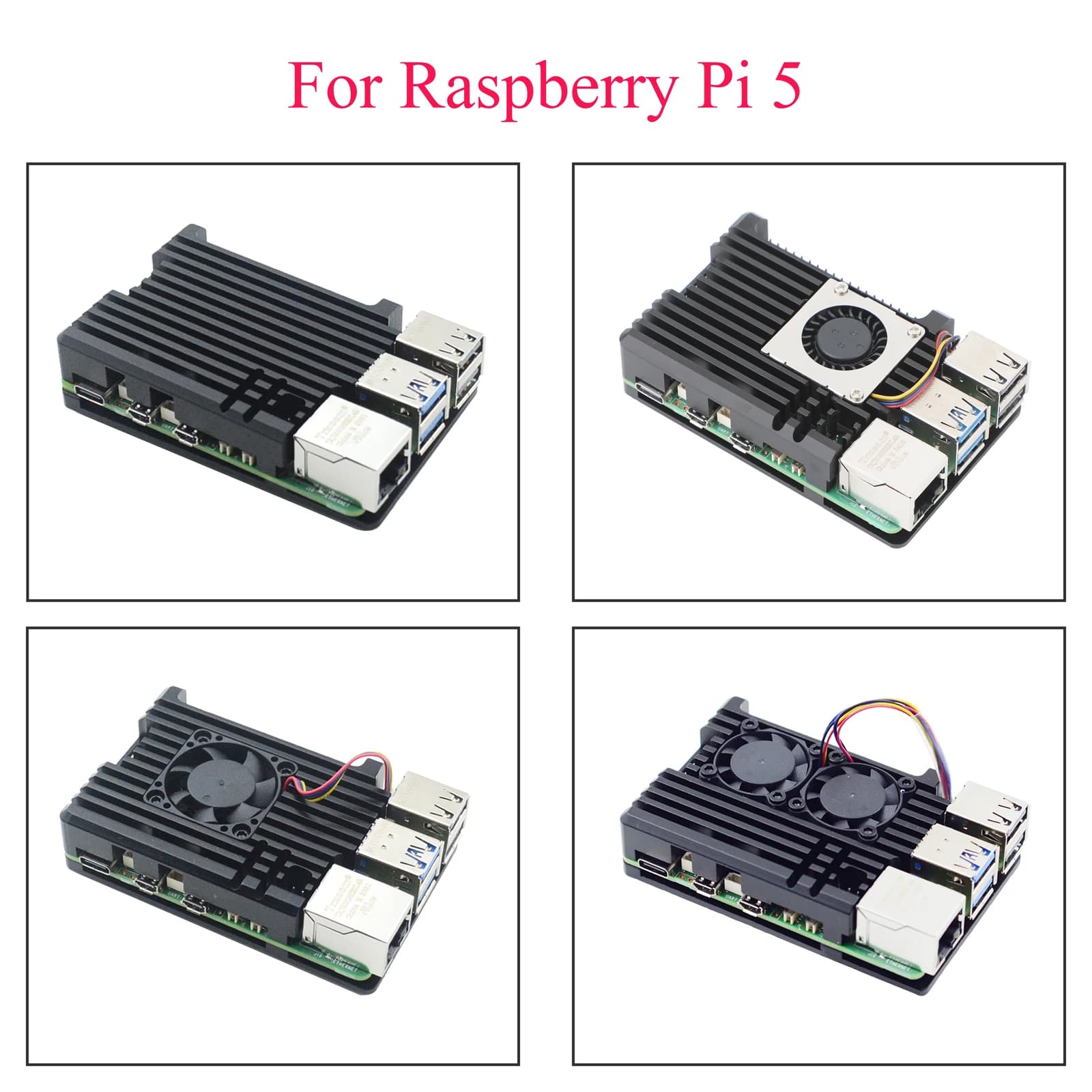 Raspberry Pi housing aluminum alloy cooling protection box with 1 PWM fan suitable for Raspberry Pi 5