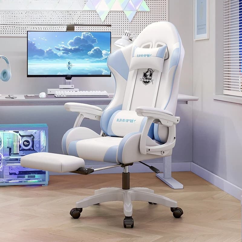 Sedia da gaming per casa, camera da letto, ufficio, sedia girevole ergonomica e confortevole con regolazione in altezza, sedia per computer