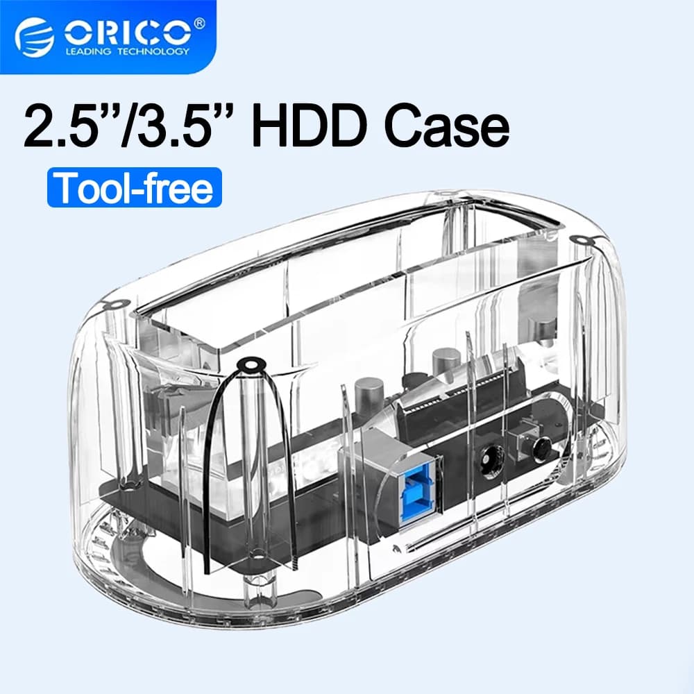 ORICO Custodia per HDD da 2,5"/3,5" Docking station per HDD trasparente da 2,5/3,5 pollici Custodia per disco rigido da 5 Gbps USB 3.0 a SATA per PC portatile