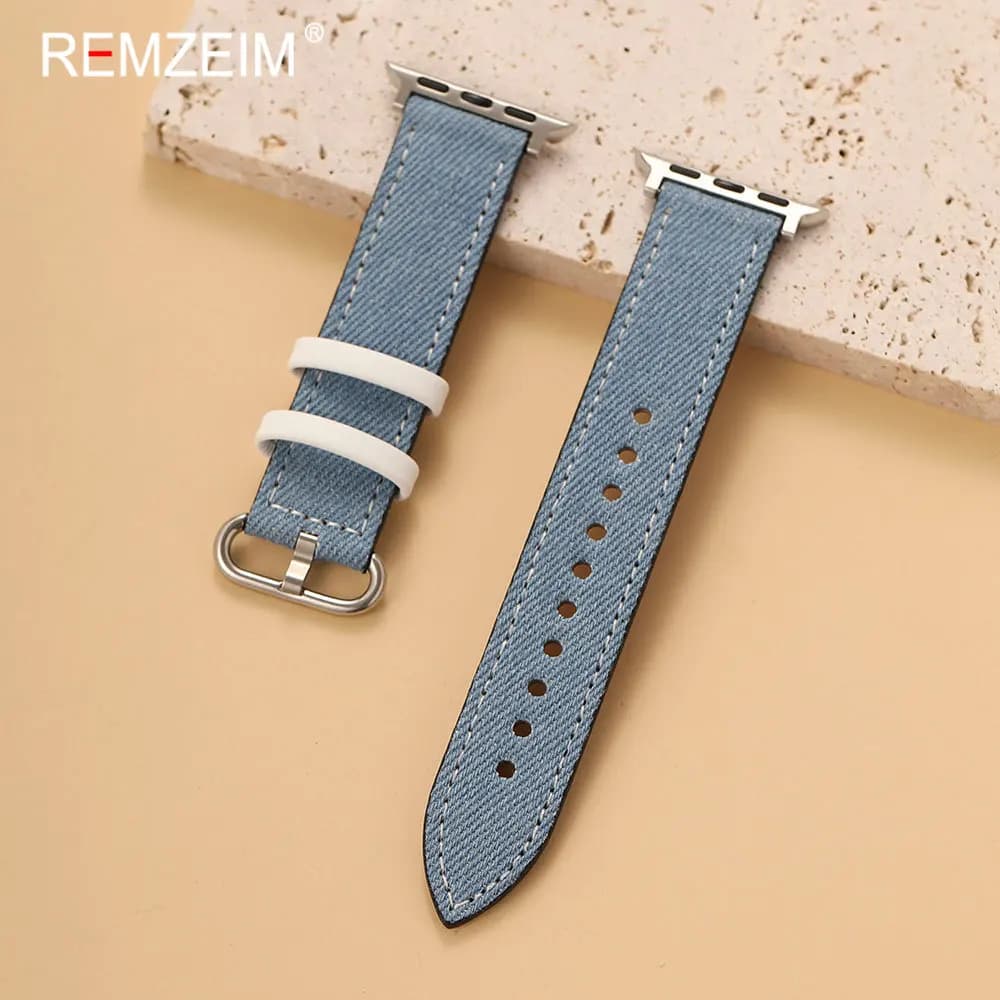Denim wrist strap and comfortable canvas for men and women, compatible with Apple Watch Series 1-11 Ultra SE 38-49mm, iWatch spare strap