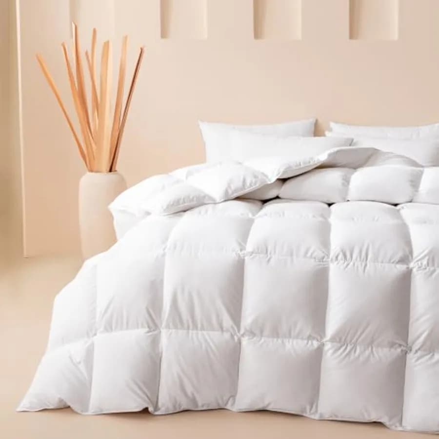 Piumino King Size in Fibra di Piuma d'Oca Ultra Soffice, Inserto per Piumino per Tutte le Stagioni, Copertura in Cotone Bianco, Piumino di Lusso per Hotel