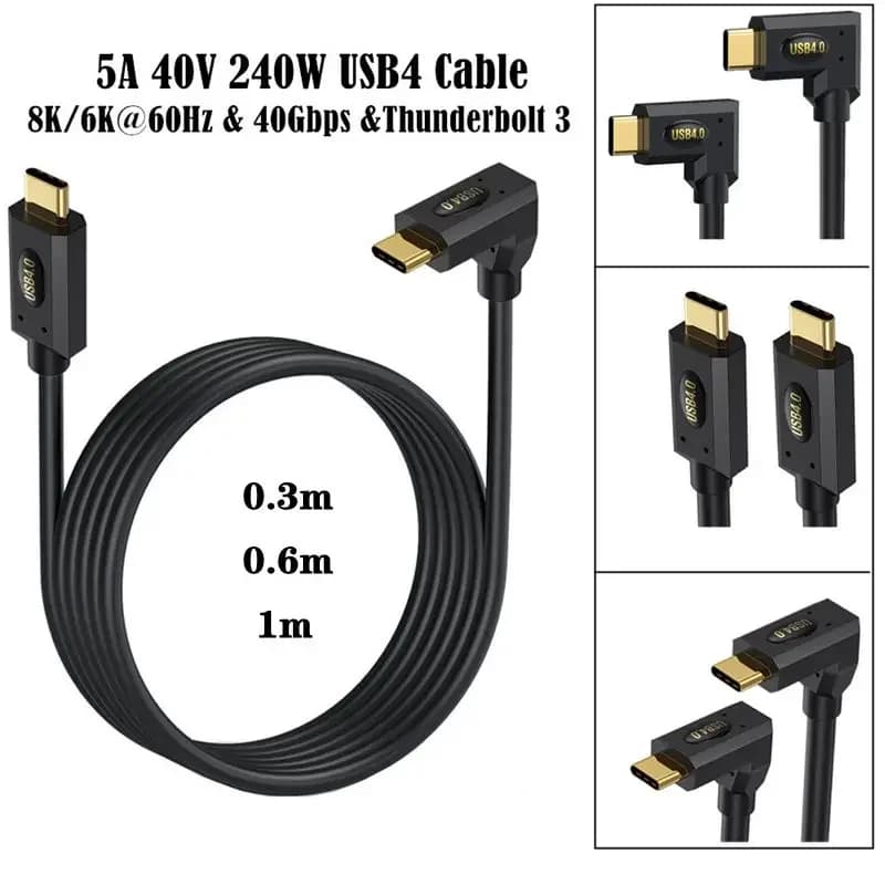Cavo dati USB4.0 tipo C maschio-maschio compatibile con Thunderbolt 40G cavo schermo 8K a ricarica rapida PD240W per telefoni cellulari