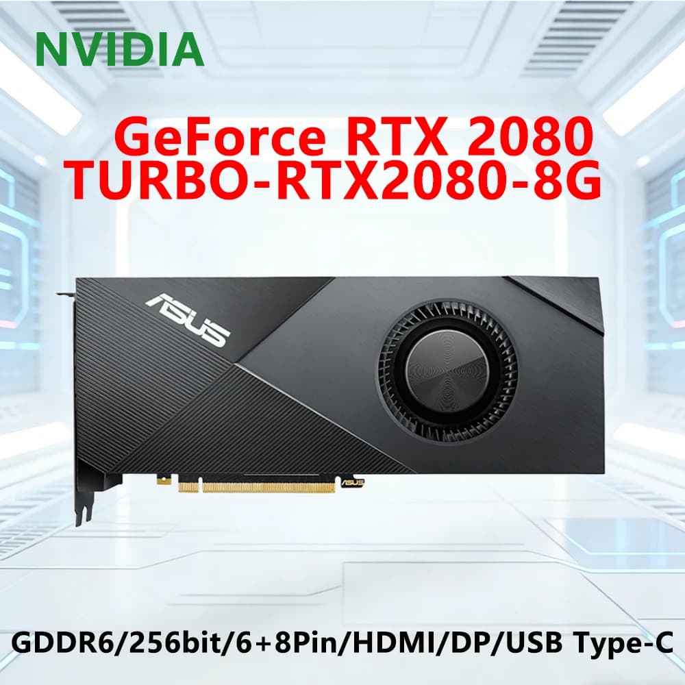 Scheda Grafica ASUS RTX 2080 8GB GPU TURBO RTX2080 8G GDDR6 256bit PCI-E 3.0 HDMI USB Type-C DP per PC Desktop