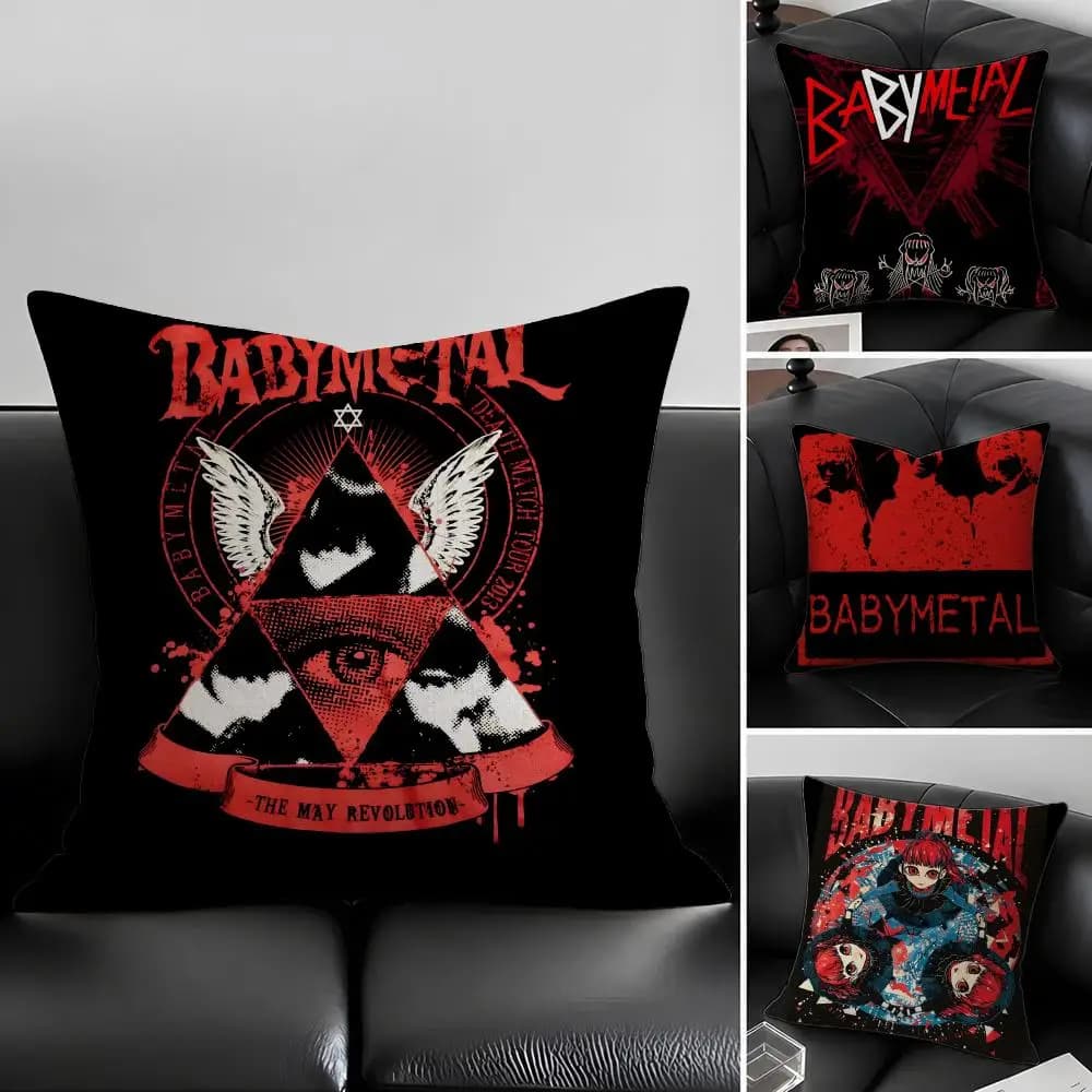Set di fodere per cuscini in lino naturale Band B-Babymetal, decorazione tutto in uno per divano, camera da letto e sedia