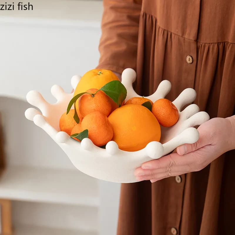 Vassoio per Frutta in Ceramica a Forma di Corona, Creativo Porta Snack e Caramelle, Contenitore per Frutta Secca, Cesto per Frutta, Articoli per la Tavola Domestica