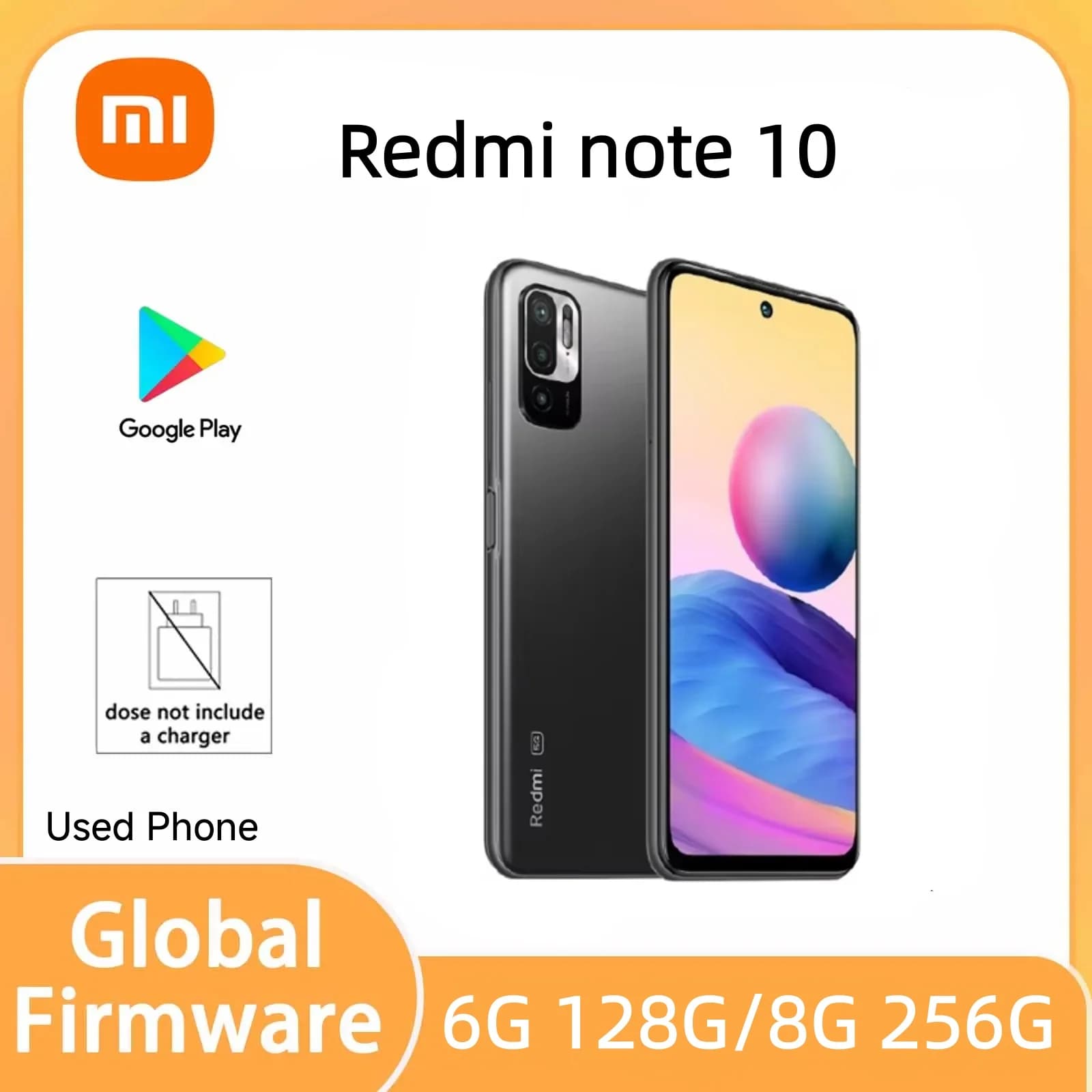 Xiaomi Redmi note 10 5G 6.5" FHD+ Display 5000mAh Battery 48MP Triple Camera 4GB/6GB RAM Smartphone used phone no charger