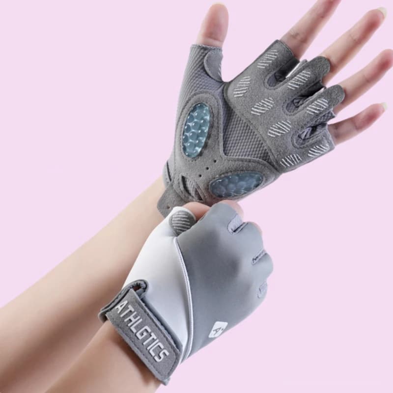 Women's Half-Year Cycling Gloves Breathable and Shock Absorbent Fitness Bike Gloves for Gym Sports Training