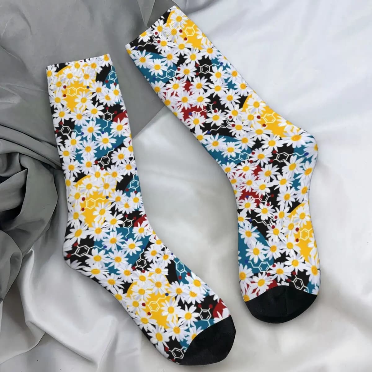 Socks for couple Dopamina and daisies Fower Plant Chemical socks Autumn Fun socks soft and breathable Sports socks non-slip