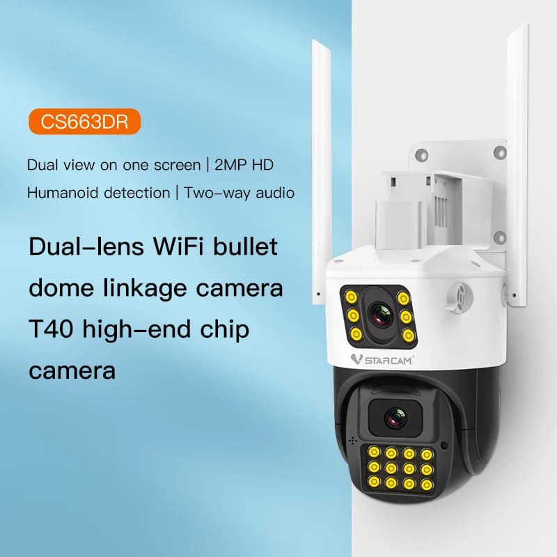 Vstarcam CS663DR Telecamera dome IP PTZ a doppio obiettivo da 4 MP Rilevazione umanoide AI Sicurezza a colori CCTV Citofono Baby Monitor