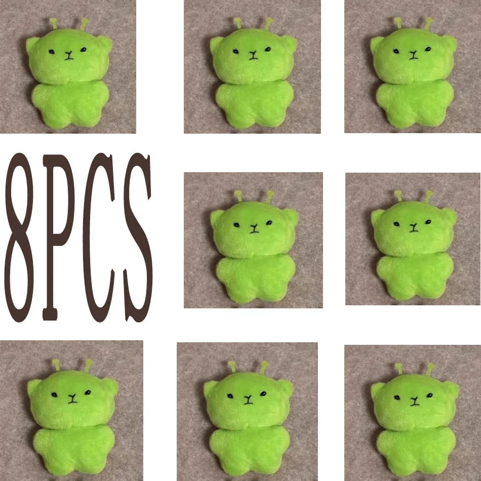 Mini Portachiavi Peluche Gatto Alieno Verde, Ciondolo Peloso per Coppie, Decorazione per Borse e Zaini, Regalo Carino