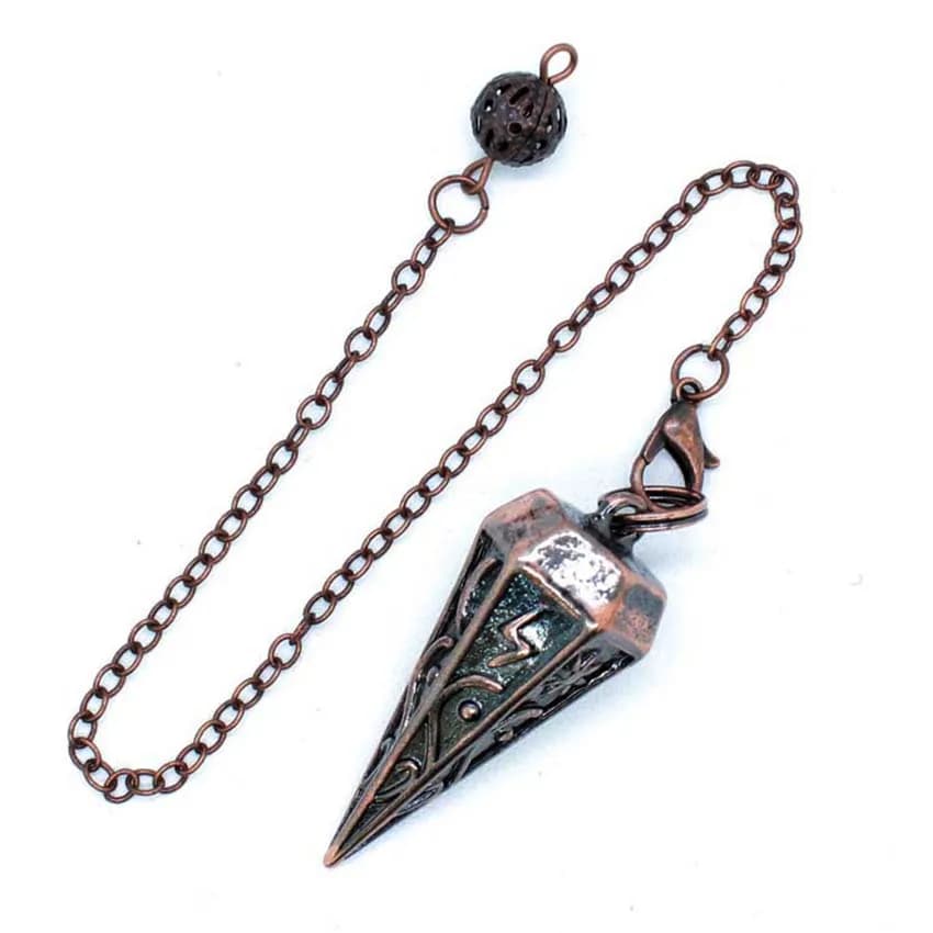 Pendolo Rune in metallo rame per rabdomanzia divinazione bilanciamento del corpo guarigione Chakra Reiki ciondolo antico spirituale pendolo