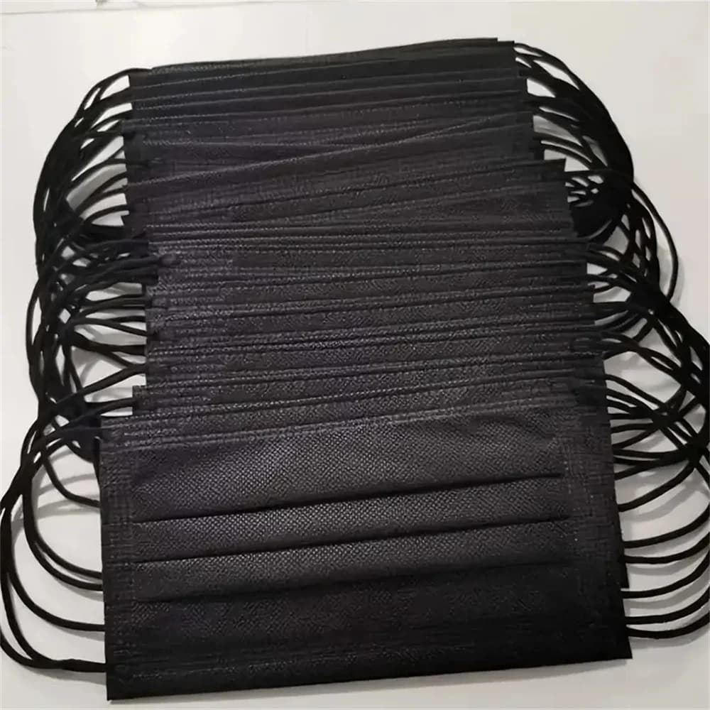 50-200 pezzi Maschere facciali nere monouso a 3 strati con filtro in tessuto non tessuto, antipolvere, traspiranti, protettive e sicure, maschere per la bocca per adulti