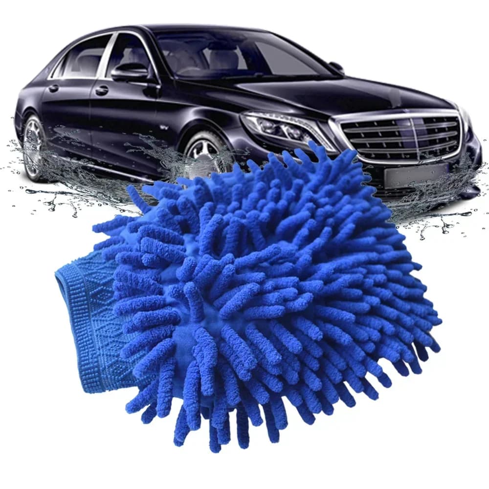 Guanti multiuso per lavaggio auto Guanto impermeabile in ciniglia Maglia morbida sul retro Guanto bifacciale Guanto per dettagli in cera Strumento per la pulizia dell'auto