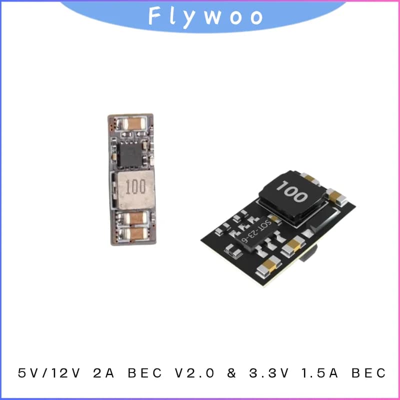 Flywoo 5V 2A and 3.3V 1.5A Double BEC Module V2.0, 12V output for FPV drone, mini voltage regulator DIY-to-te power supply