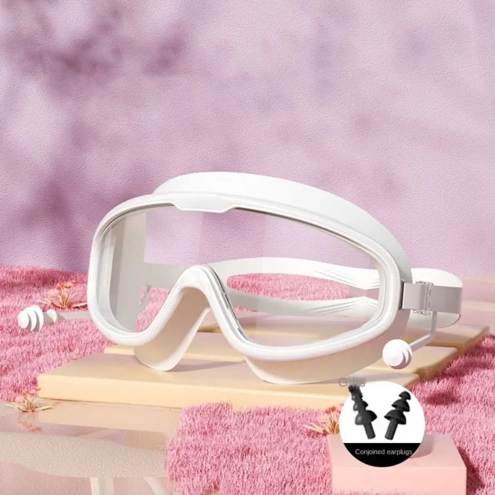 Large Frame Swimming Goggles Waterproof Anti-fog Swim Training Glasses Anti Choking with Earplugs Windsurfing Glasses