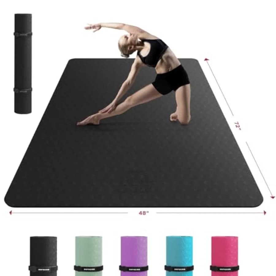 Tappetino Yoga Extra Large - 183x122 cm, Spessore 6mm, Antiscivolo, Resistente, Ecologico, Tappetino Largo per Esercizi a Casa, Yoga, Pilates, Stretching, Meditazione (Esercizi a Piedi Nudi)