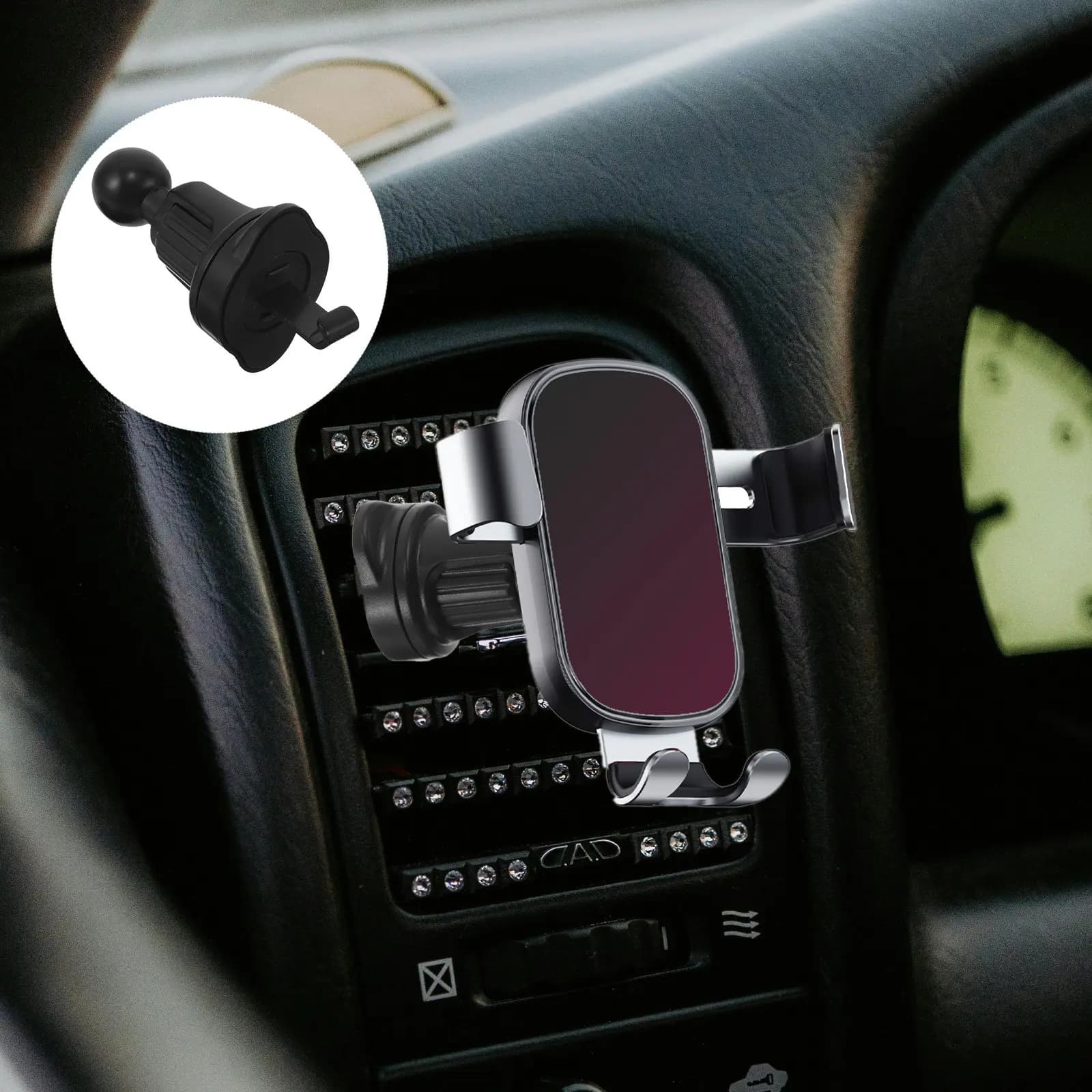 Supporto per telefono da auto con base per presa d'aria, clip universale con testa a sfera, supporto sicuro per cellulare, supporto da auto per presa d'aria, staffa per telefono