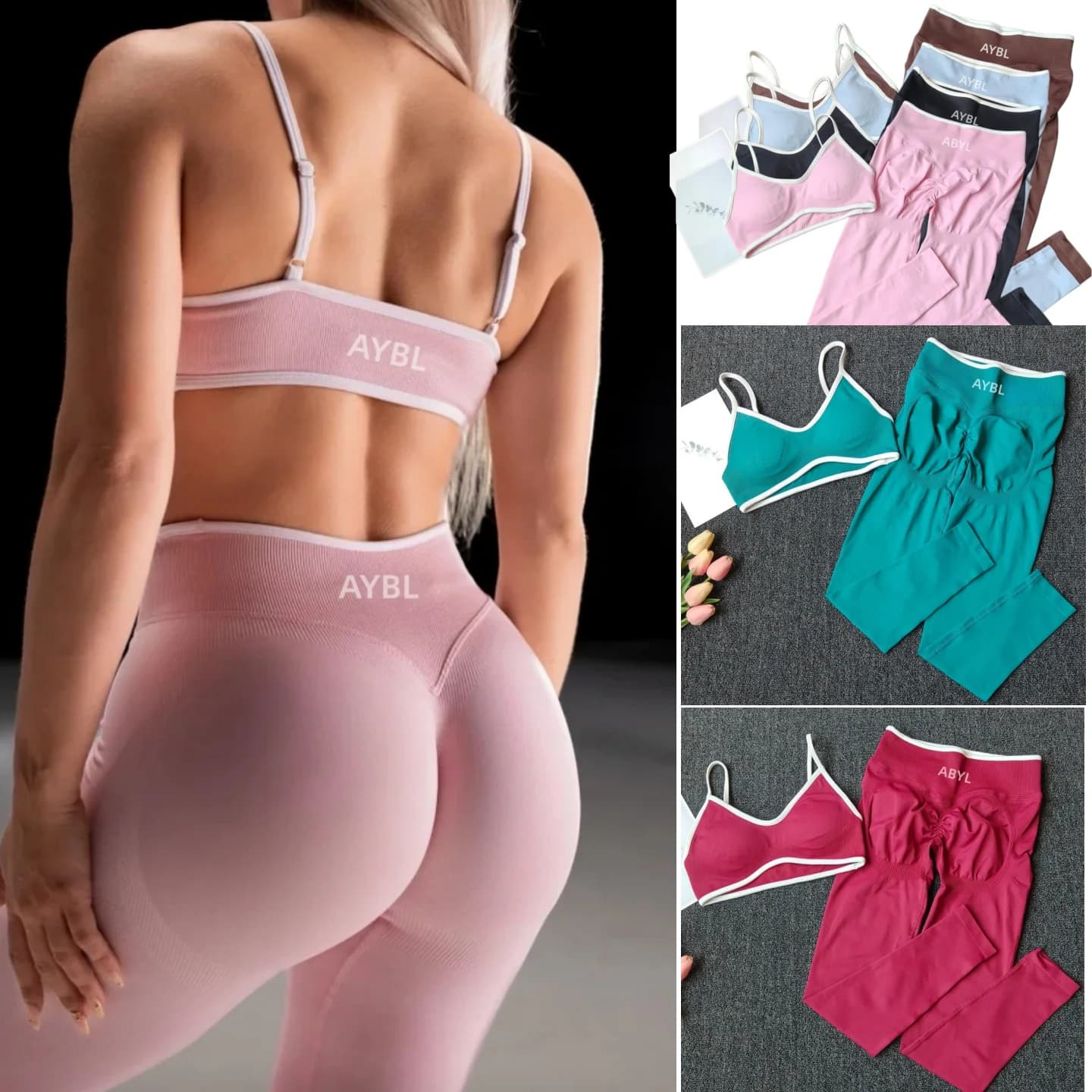 Leggings AYBL da donna senza cuciture per yoga, corsetto a vita media, leggings fitness con orlo a balze