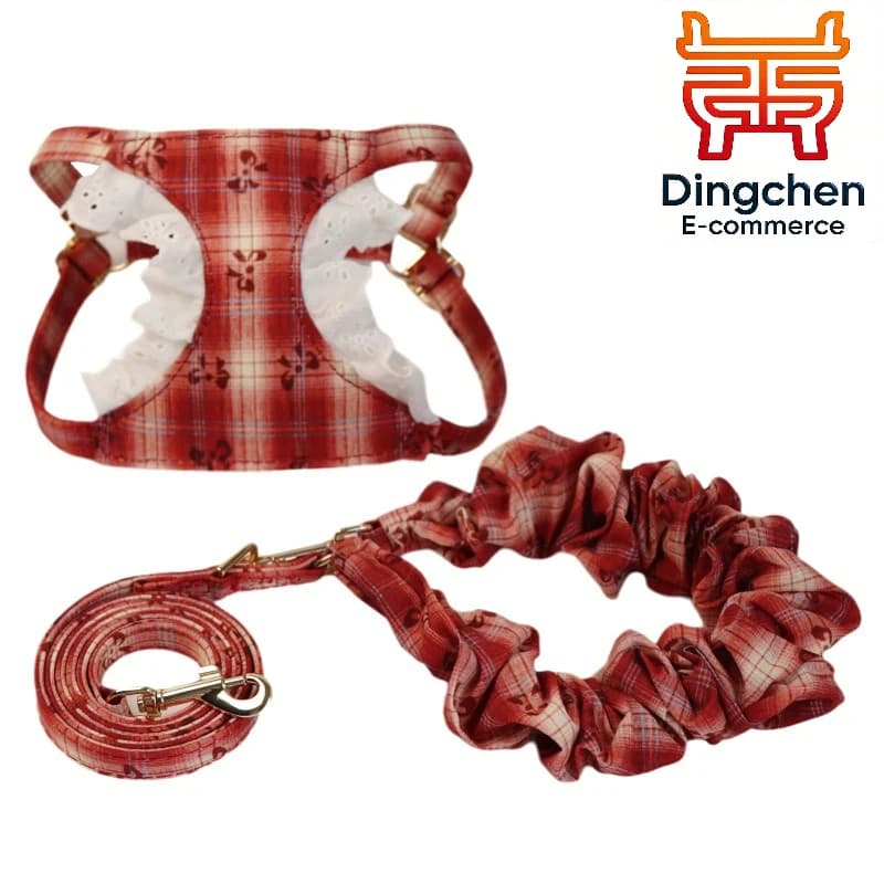 New Arrival Retro Lace Maillard Style Pet Harness Vest Set Luxury Court Style Dog Chest Strap Leash Puppy Walking Accessories