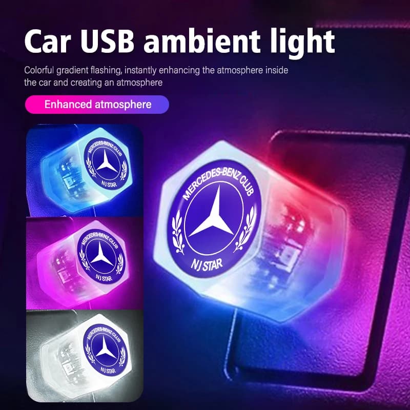 Car Mini USB LED Light Plug Play Ambient Light Atmosphere Lamp For Mercedes Benz CLK GLC W212 C200 C300 W203 W204 W205 W169 W176