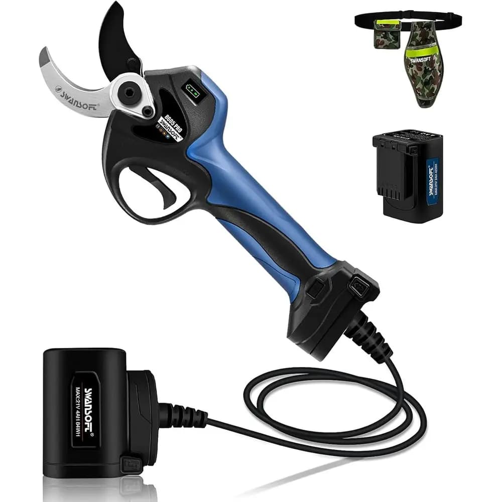 Electric pruning shears, electric battery shears with 1.57 inch cutting diameter powered by battery, 1050 W shaft pruning machine with