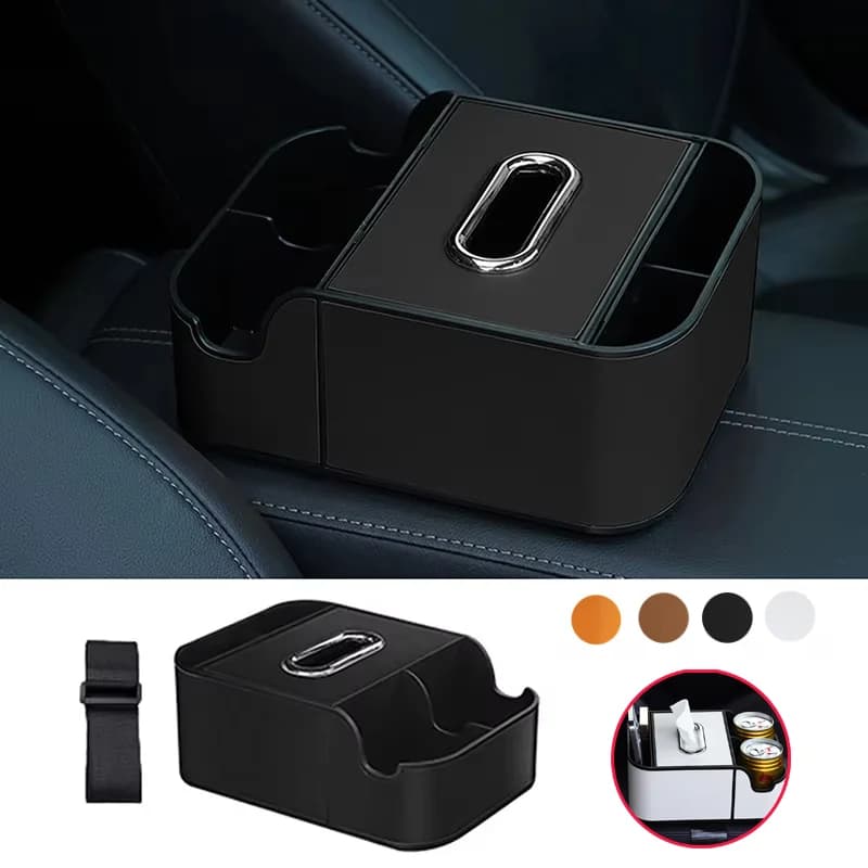 Organizzatore universale per console centrale con bracciolo per auto con 2 portabicchieri Forniture per interni per auto in pelle PU Accessori per auto