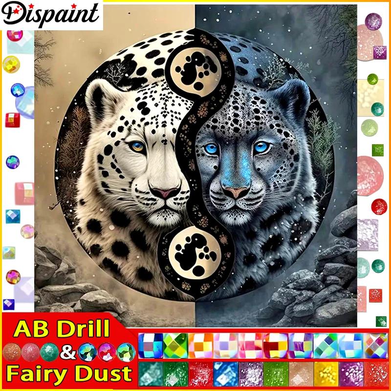 Dispaint Fata Polvere AB "Animale tigre" Pittura diamante 5D Pieno quadrato/rotondo Trapano Decorazioni per la casa Diamante fai da te Ricamo Punto croce