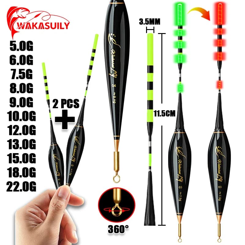 WAKASUILY 2026 New Product 2-piece Fishing Float Electronic LED Short Night Light Rock Fishing Float Outdoor Fishing Equipment