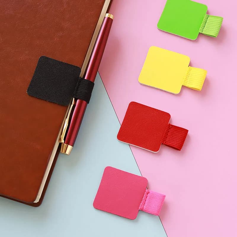 2 Pcs Self-adhesive Pen Holder Leather Pen Clip pencil holder Elastic Loop for Notebook Journals Clipboards School Supplies