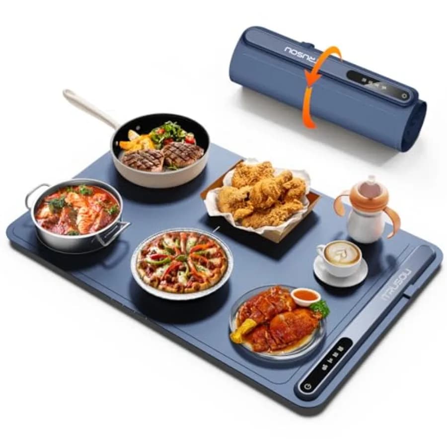 Tappetino Riscaldante per Alimenti 24"x16" - Vassoio Elettrico Riscaldante Classico con 3 Livelli di Controllo della Temperatura, Riscaldamento Rapido 250W a Risparmio Energetico