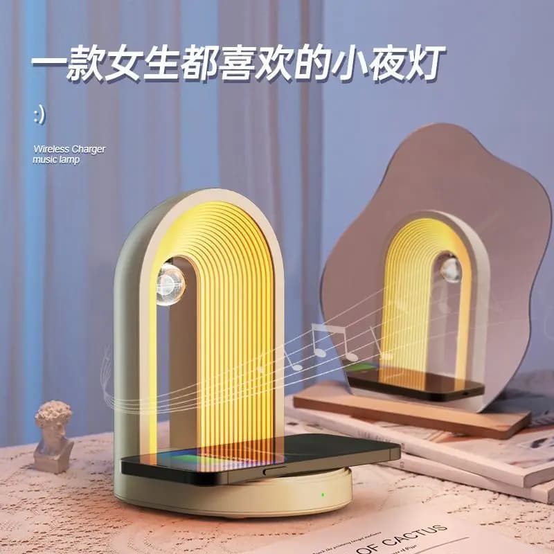 Nordic Time Gate Altoparlante di ricarica wireless Lampada da scrivania Mini altoparlante Bluetooth 3 in 1