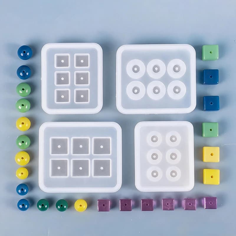 Rectangle Silicone Mold DIY 6 Holes Bead Molds Jewelry Beads 12mm 16mm Cube Ball Epoxy Resin Mould Making Necklace Bracelet Tool