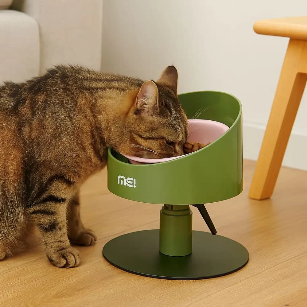 Ciotola per Gatti Regolabile in Ceramica, Antiscivolo a Forma di Fiore, Ciotola per Acqua per Animali Domestici, Protezione Collo, Anti-Vomito, Accessori per Animali