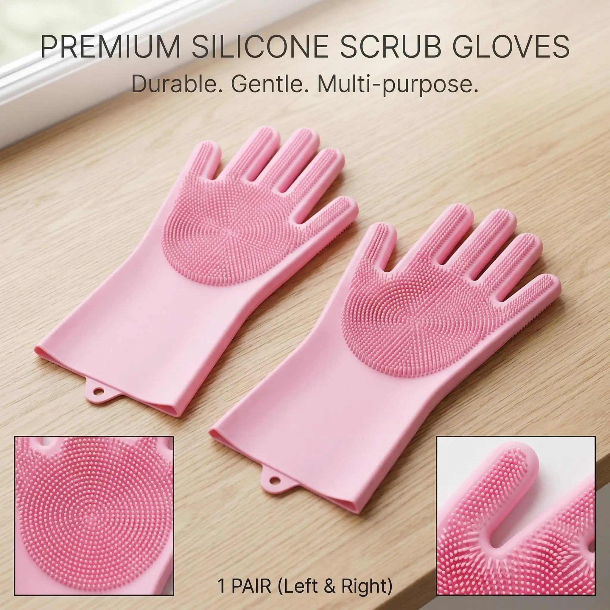 Guanti da Cucina Cozy Home con Punti Antiscivolo per Pulizia Piatti e Verdure, Regalo Ideale per Natale