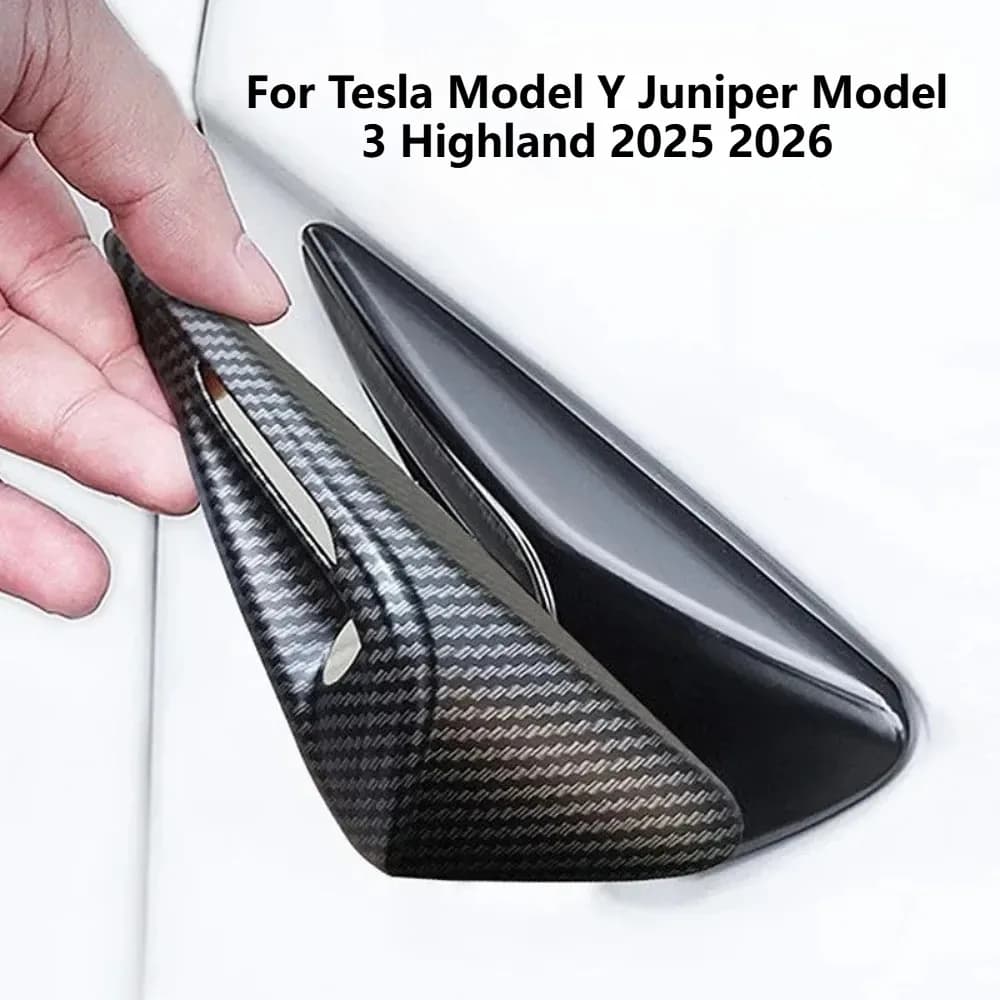 For Tesla Model Y Juniper Model 3 Highland 2025 2026 Carbon Fiber Door Handle Silicone Sticker Car Decoration Camera Side Cover