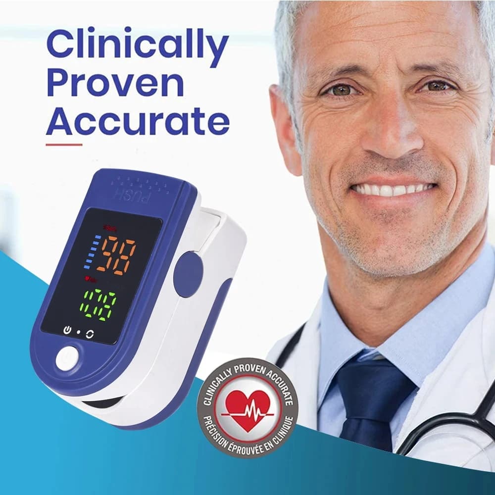 Medical finger pulse oximeter – accurate SpO2 and cardiofrequentimeter with digital display