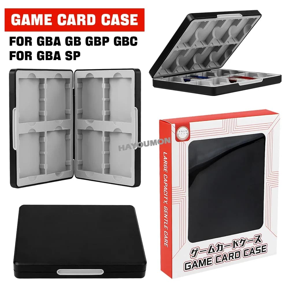 8-in-1 Magnetic Game Cartridge Storage Case for GB/GBC/GBP 16-IN-1 Card Box for GBA SP with Silicone Liner Protective Box Bag