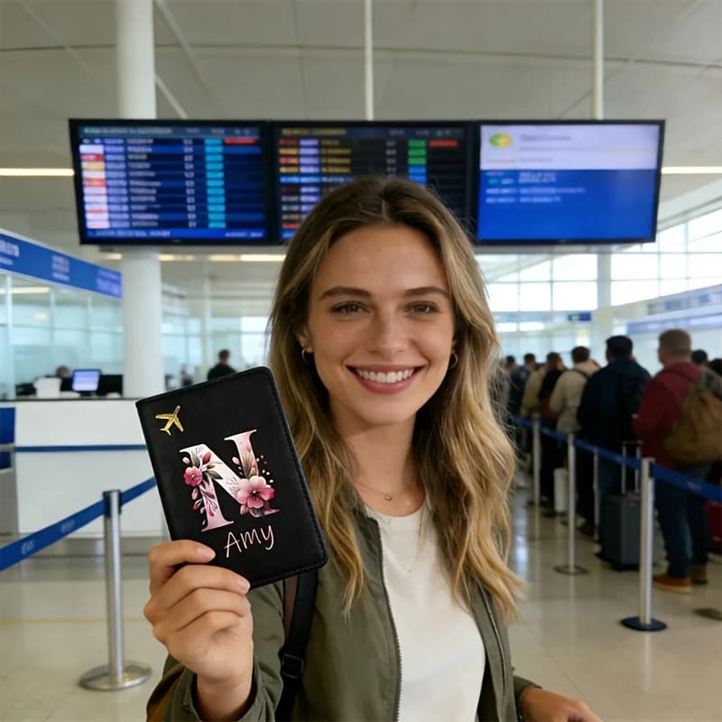 1pc Personalized Customizable Name Passport Holder, Thickened PVC ID Card Case, Universal Airplane Passport Protector