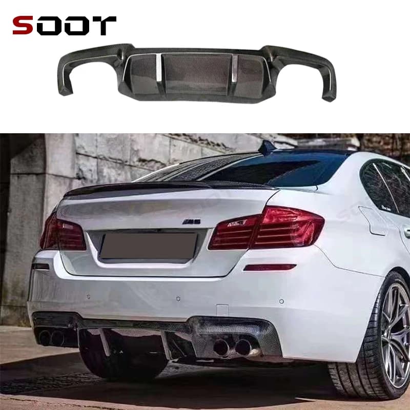 Diffusore Posteriore in Fibra di Carbonio Stile V per BMW Serie 5 F10 F18, Spoiler e Splitter per Paraurti Posteriore, Parti Auto