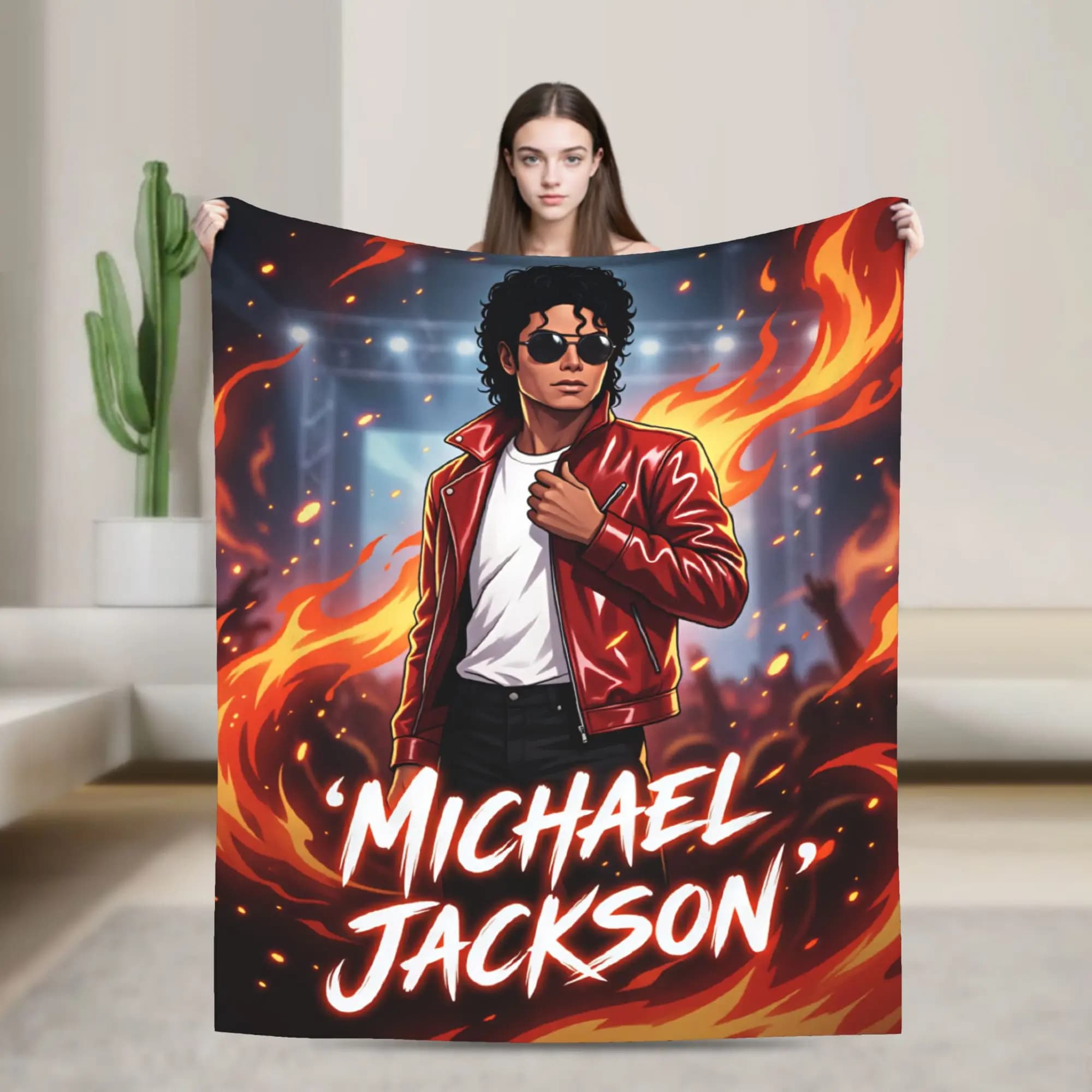 Warm Soft Blankets Airplane Travel Michael Jackson Throw Blanket Flannel Bedspread For Couch Chair Graphic Sofa Bed Cover