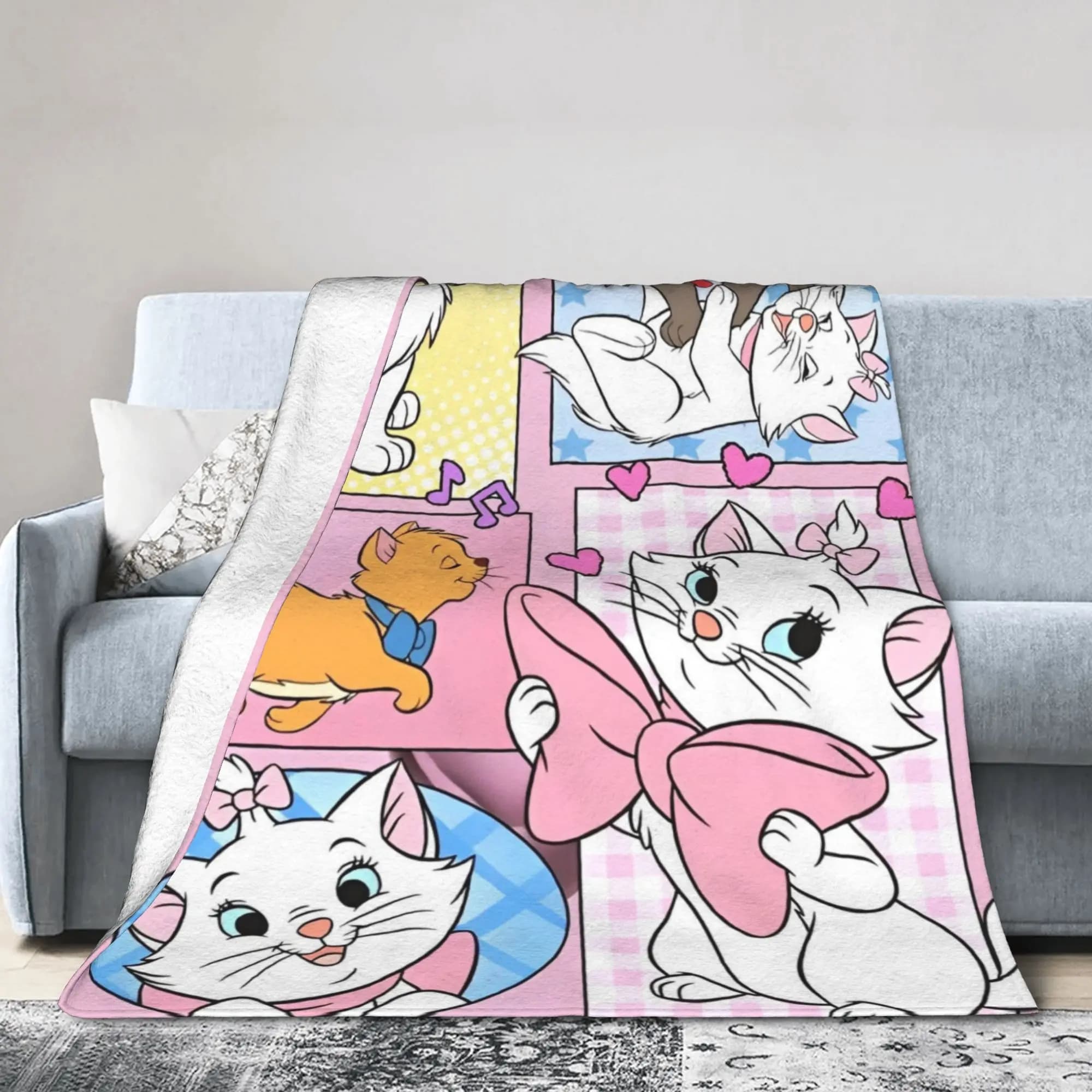 Aristogatti Marie Cat Covers Cartoon Flannel Funny warm blankets for winter bedspread,
