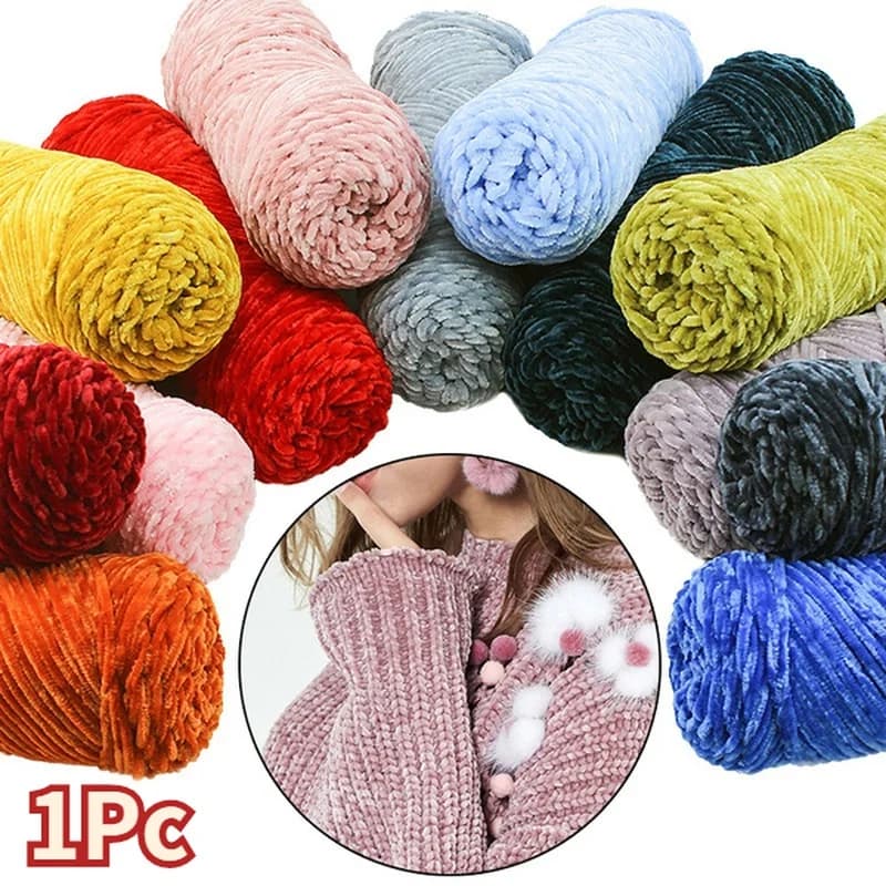 1 Pezzo Filato di Ciniglia, Filato Vellutato, Poliestere Texturizzato Misto Cotone, Sugeriamo Ago 4MM-5MM