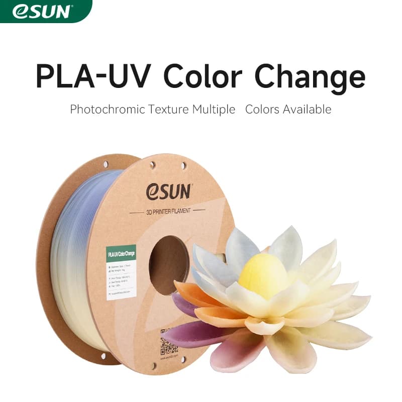 eSUN Photochromic PLA 3D Filament 1.75mm 1KG UV Change Color Filament 3D Printer For Bambu Lab Fast Printing UV Photochromatic PLA