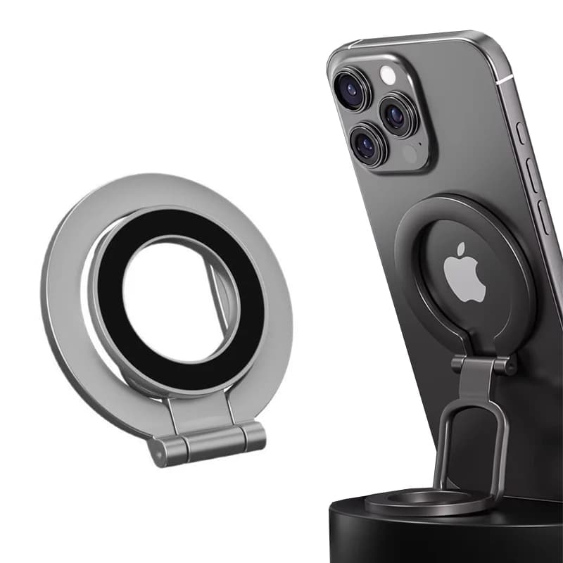 Supporto Pieghevole per Telefono con Anello, Doppio Supporto Magnetico per Smartphone Compatibile con Magsafe iPhone 17 16 Pro Max 15 14 13 12, per Palestra/Supporto da Ferro