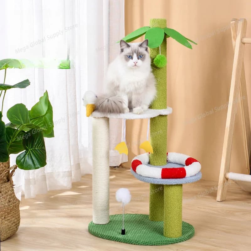 Sisal Rope Cat Tree with Condo Perches Scratching Post Stable Cat Tower Luxury Cat Tree House for Multiple Cats Pet Furniture