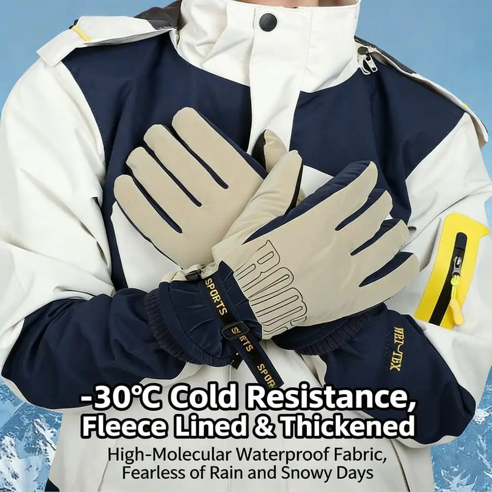 Useful Waterproof Ski Gloves Fleece Lined Touch Screen Snow Gloves Comfortable Warm Thermal Winter Gloves Cycling