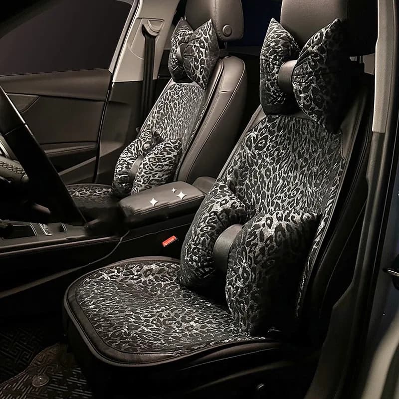 Leopard Print Car Seat Covers Universal Premium All Season Auto Bench Seat Protector for Cars Luxury Car Interior Accessories