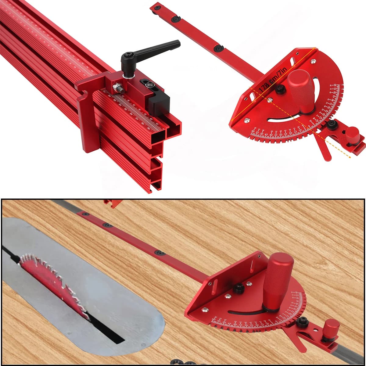 Calibro mitra di precisione 400mm Profilo in alluminio Recinzione Lavorazione del legno Segatura Gruppo Righello angolare per sega da tavolo Slot standard 3/4x3/8