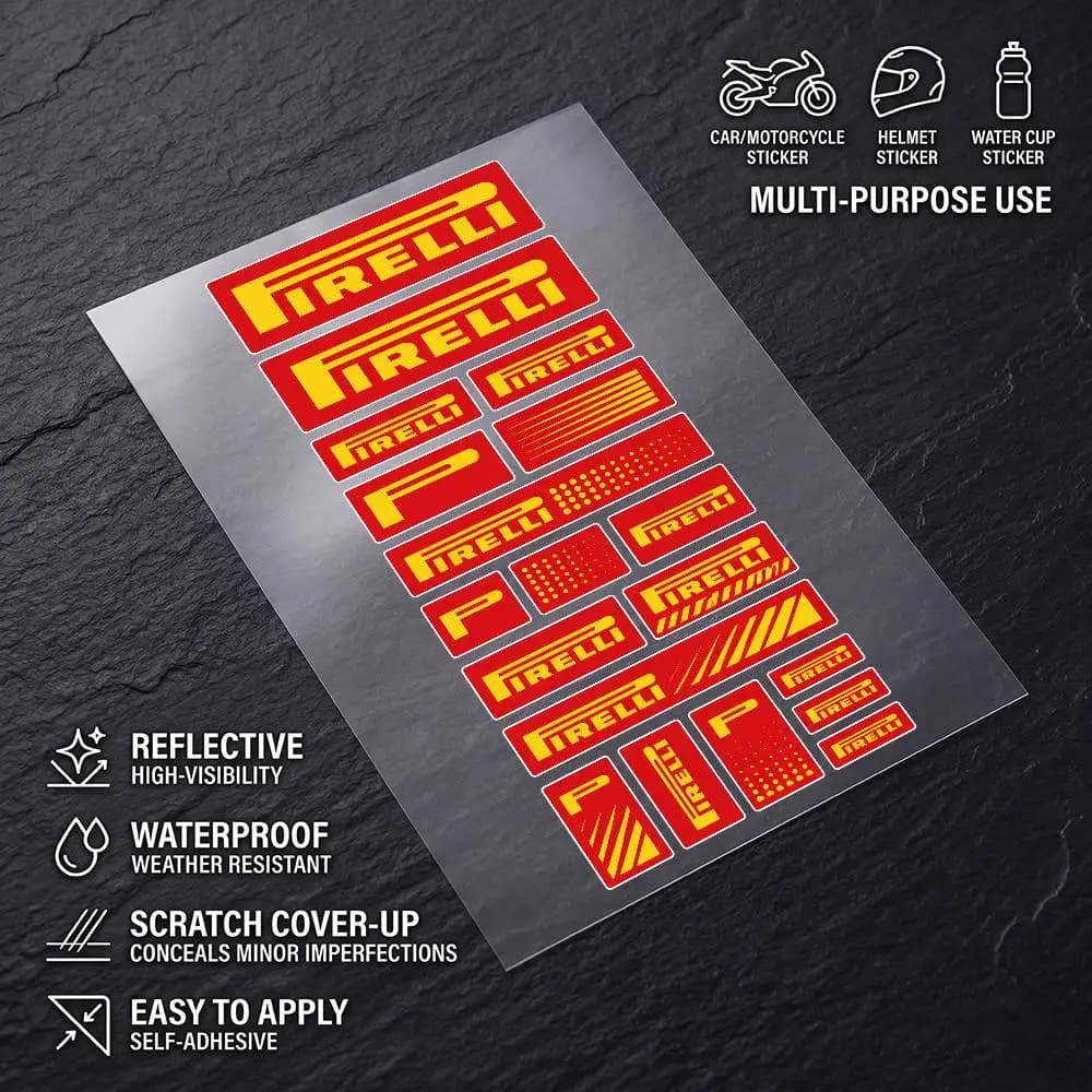 For PIRELLI All Purpose Reflective Waterproof Scratch Blocker Decal Car Bike Helmet Cup Refrigerator Decorative Stickers